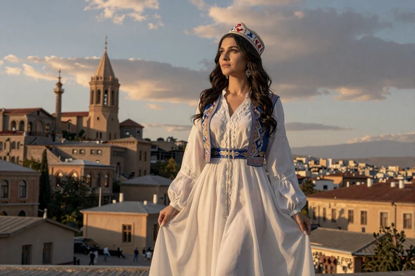 Beautiful Armenian woman with warm smile representing the elegance and grace of Armenian brides